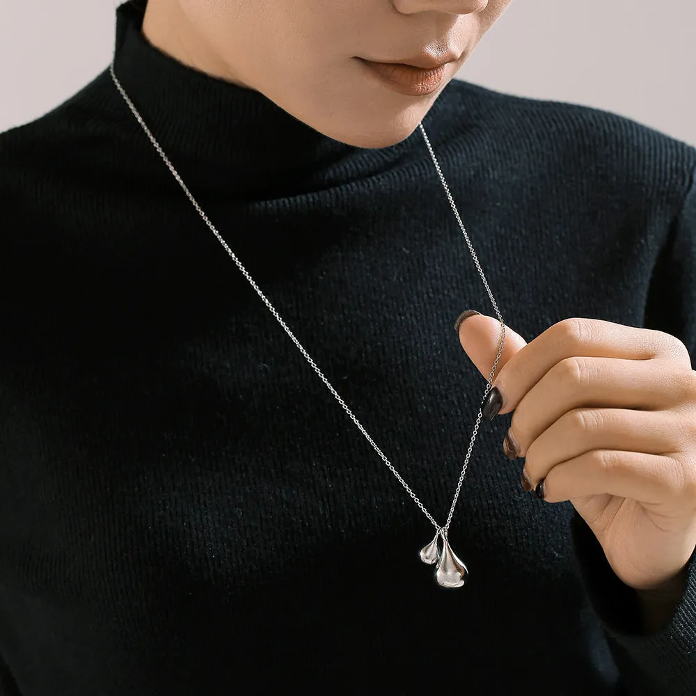 925 Sterling Silver Jewelry Stainless Steel Water Drop Shape Pendant Necklace