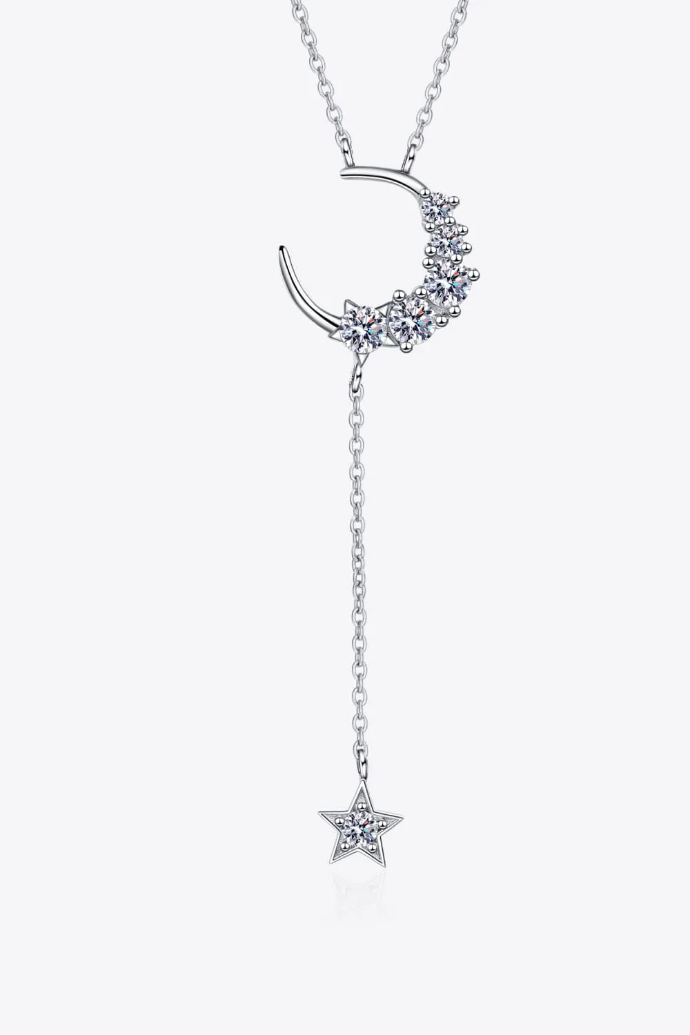 925 Sterling Silver Jewelry Star & Moon Moissanite Necklace