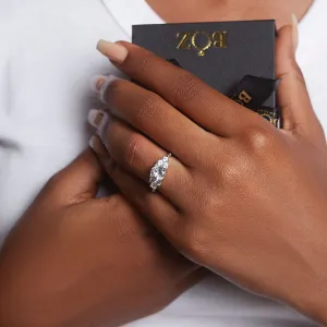 925 Sterling Silver Jewelry Tare CZ Engagement Ring in 925 Sterling Silver