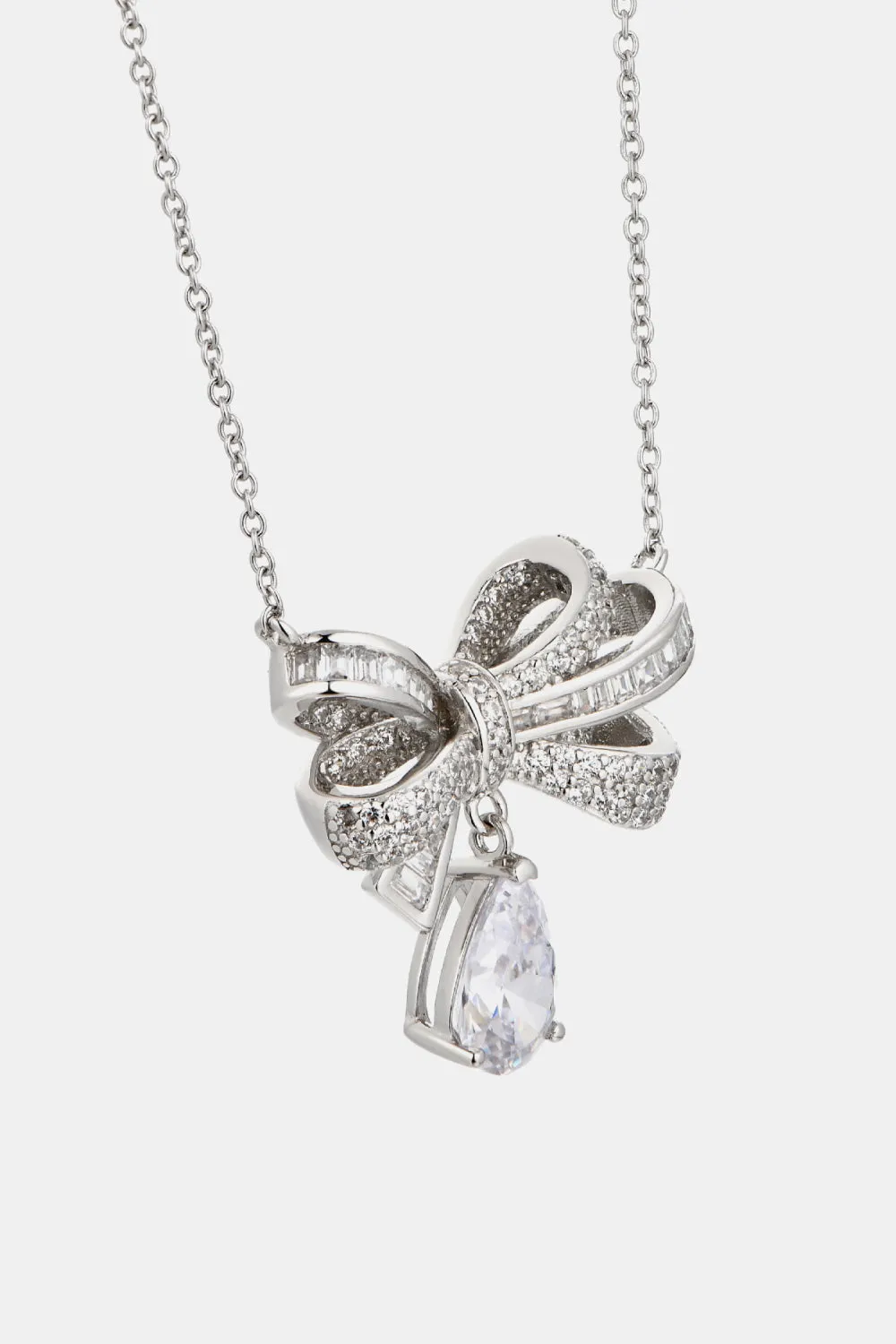 925 Sterling Silver Jewelry Teardrop Shape 925 Sterling Silver Zircon Pendant Necklace