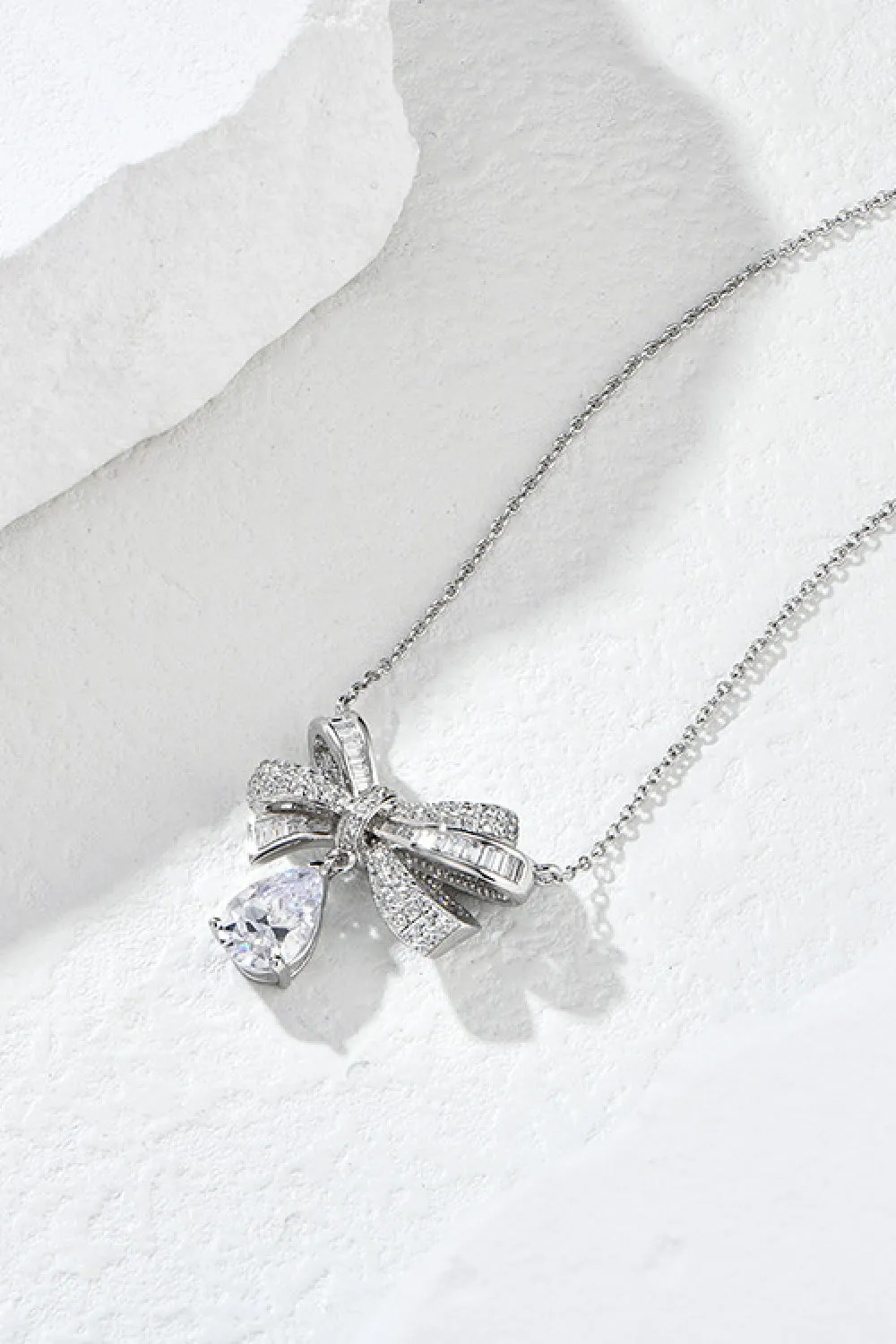 925 Sterling Silver Jewelry Teardrop Shape 925 Sterling Silver Zircon Pendant Necklace
