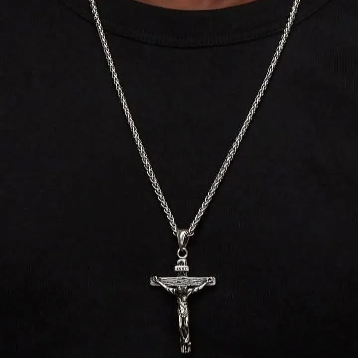 925 Sterling Silver Jewelry Theo Crucifix Necklace in 925 Sterling Silver