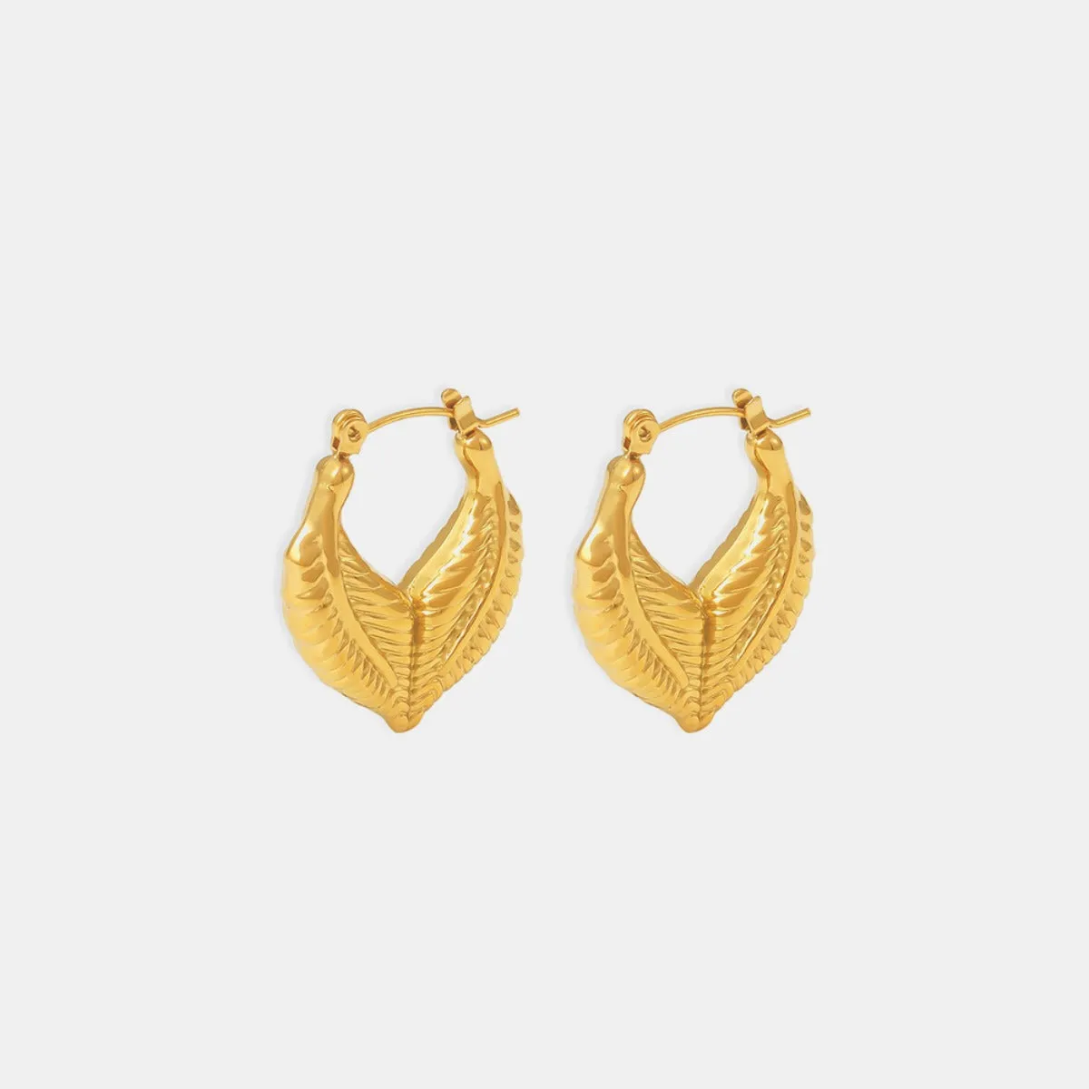 925 Sterling Silver Jewelry Titanium Steel Leaf Shape Earrings