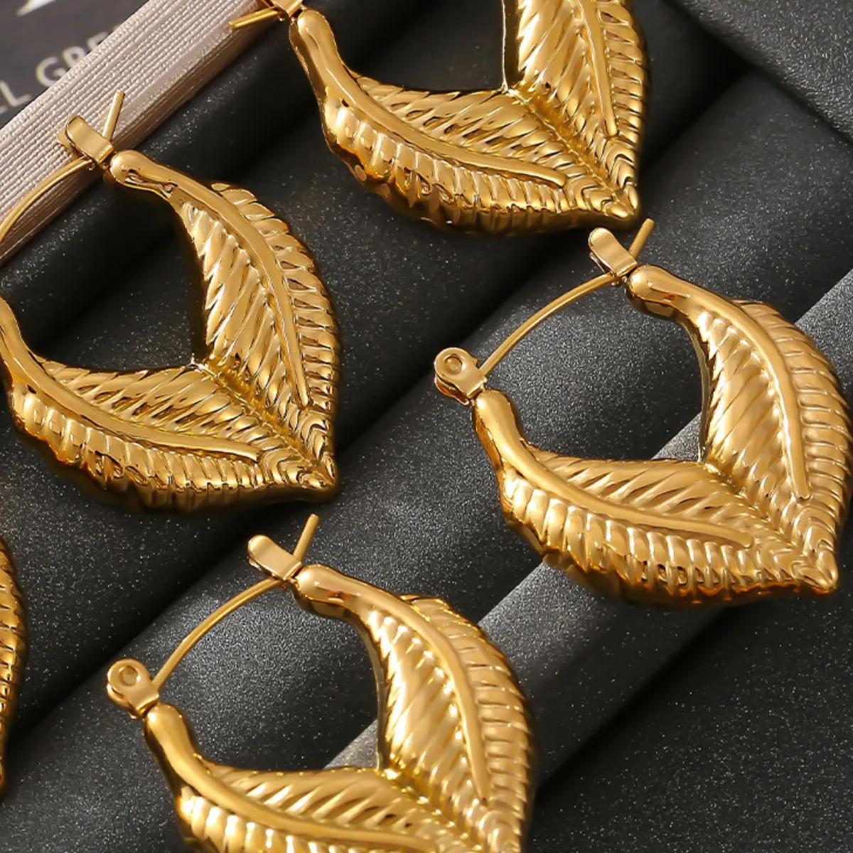 925 Sterling Silver Jewelry Titanium Steel Leaf Shape Earrings