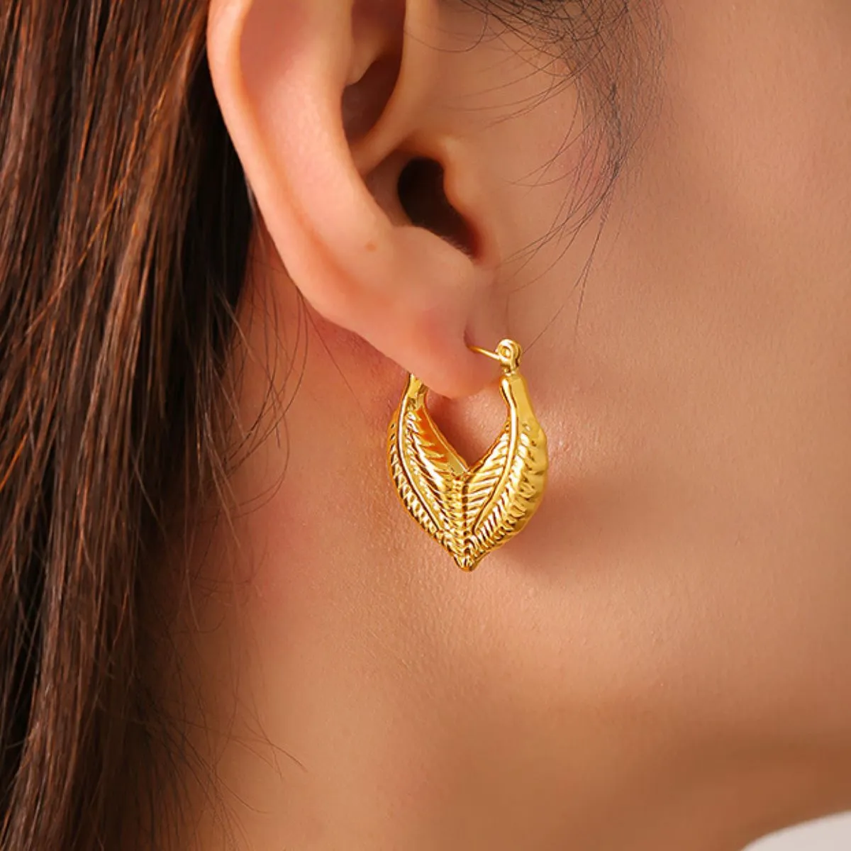 925 Sterling Silver Jewelry Titanium Steel Leaf Shape Earrings