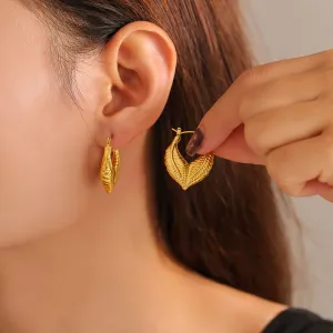925 Sterling Silver Jewelry Titanium Steel Leaf Shape Earrings