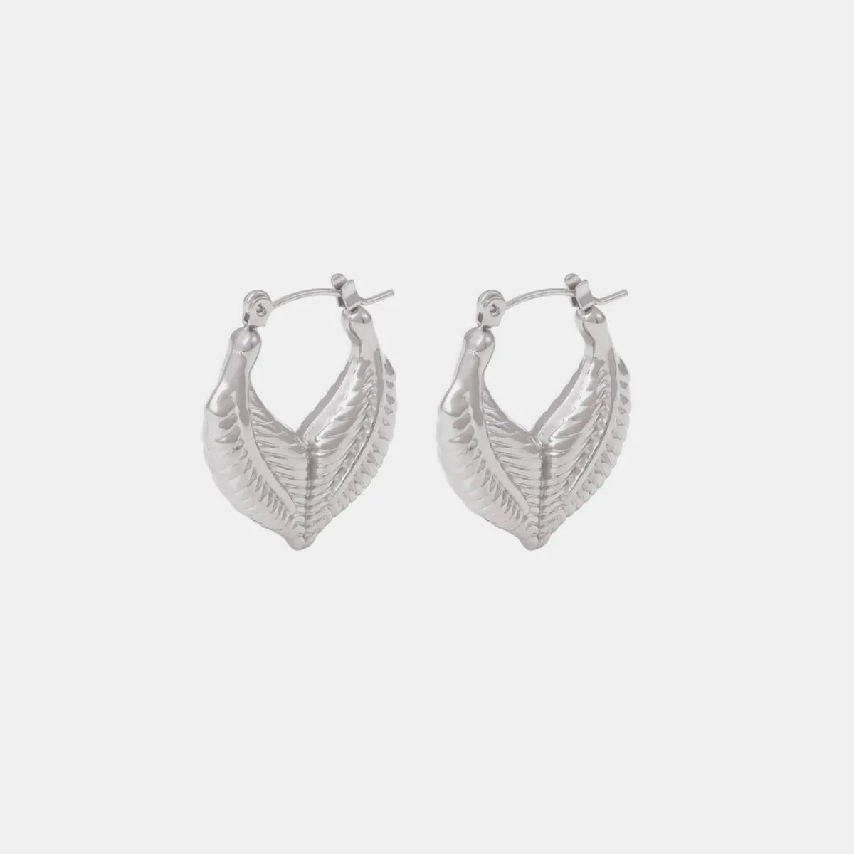 925 Sterling Silver Jewelry Titanium Steel Leaf Shape Earrings
