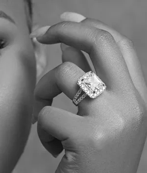 925 Sterling Silver Jewelry Zoe Radiant Cut CZ Engagement Ring in 925 Sterling Silver