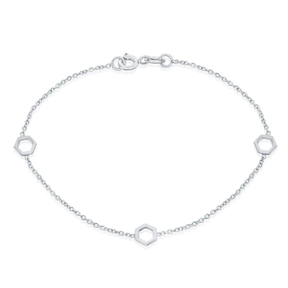 Classic Jewelry Classic Women's Bracelet - Sterling Silver Open Hexagon | S-4968