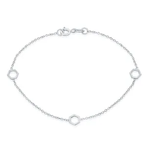 Classic Jewelry Classic Women's Bracelet - Sterling Silver Open Hexagon | S-4968