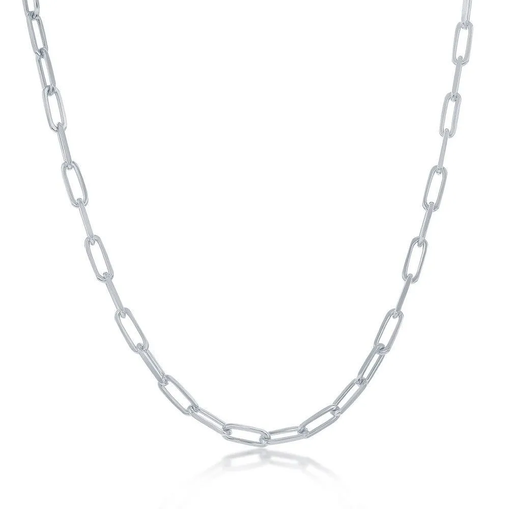 Classic Jewelry Sterling Silver 2.8mm Paper Clip Linked Chain, 18"