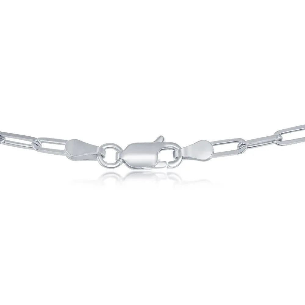 Classic Jewelry Sterling Silver 2.8mm Paper Clip Linked Chain, 18"