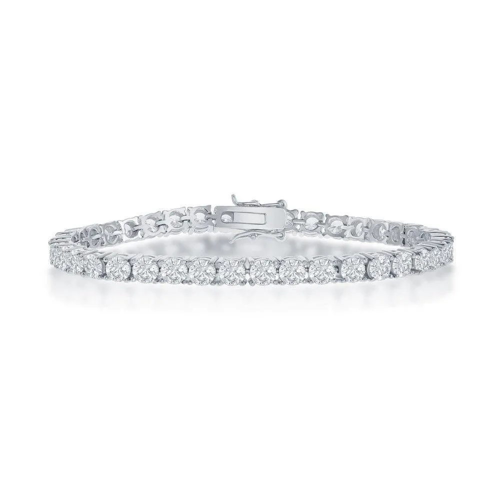 Classic Jewelry Sterling Silver 4mm Prong-Set Round CZ Tennis Bracelet, 7.5"