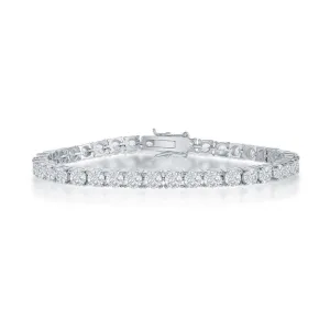 Classic Jewelry Sterling Silver 4mm Prong-Set Round CZ Tennis Bracelet, 7.5"