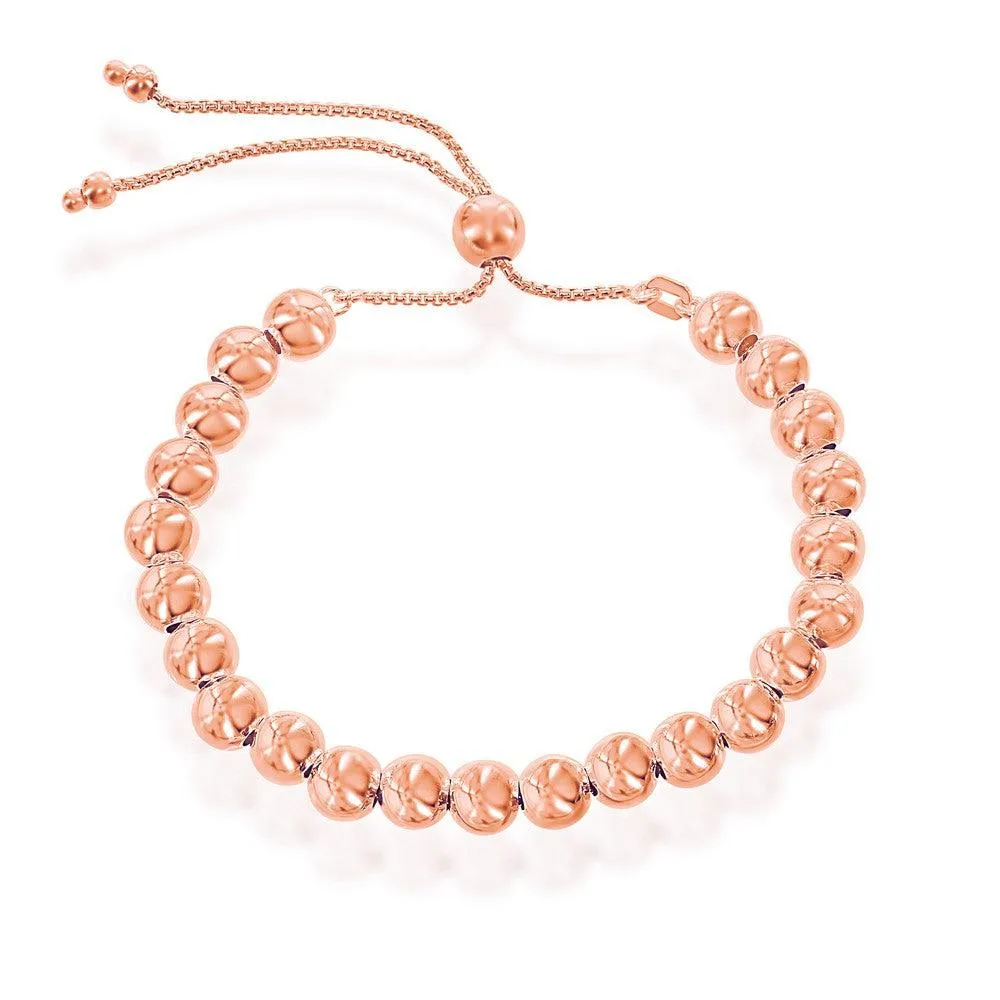 Classic Jewelry Sterling Silver 6mm Round Beads Adjustable Bolo Bracelet