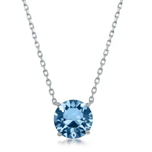 Classic Jewelry Sterling Silver 8mm Aquamarine "March" Swarovski Element Necklace