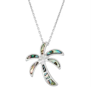 Classic Jewelry Sterling Silver Abalone Palm Tree Pendant