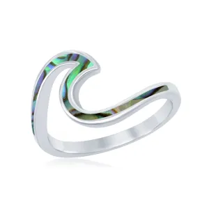 Classic Jewelry Sterling Silver Abalone Wave Design Ring - W-1888