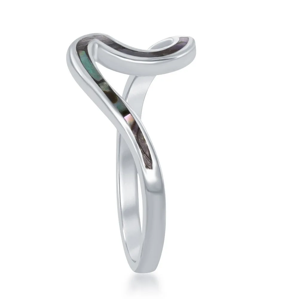 Classic Jewelry Sterling Silver Abalone Wave Design Ring - W-1888