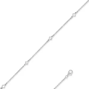 Classic Jewelry Sterling Silver Anklet with 5 Cubic Zirconia's