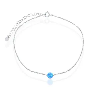 Classic Jewelry Sterling Silver Blue Opal Disc Anklet