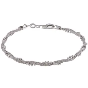 Classic Jewelry Sterling Silver Chain with Winding Beads Bracelet, 7"