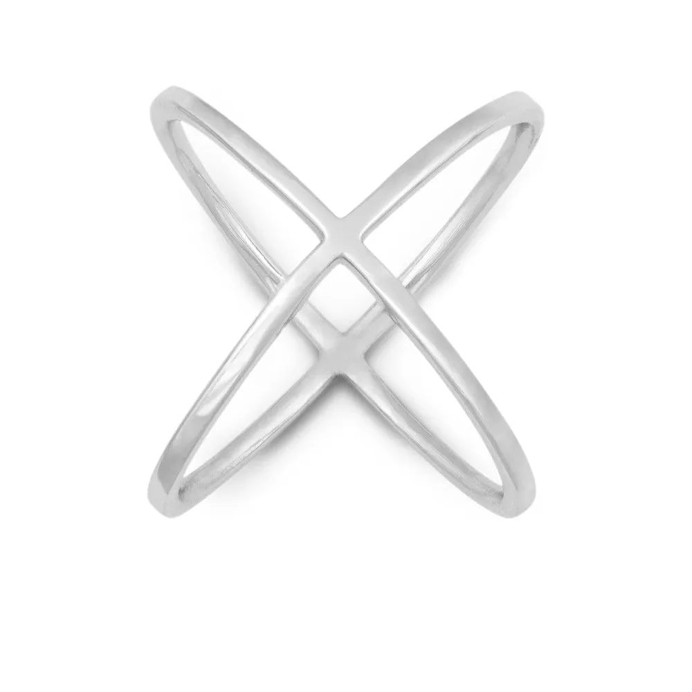 Classic Jewelry Sterling Silver Criss Cross X Style Ring - W-9993