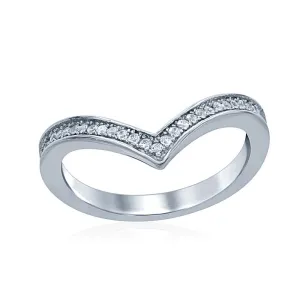 Classic Jewelry Sterling Silver Cubic Zirconia V Shaped Ring - W-1655