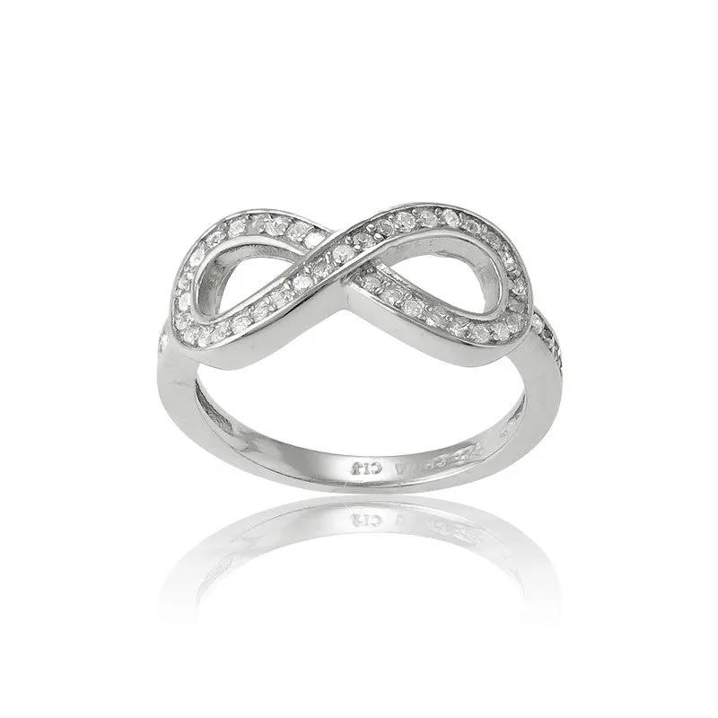 Classic Jewelry Sterling Silver CZ Infinity Ring - W-9545