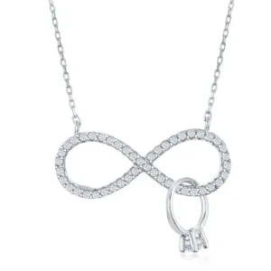 Classic Jewelry Sterling Silver CZ Infinity with Engagement Ring Necklace