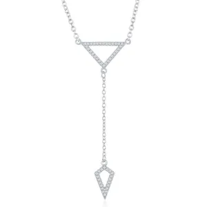 Classic Jewelry Sterling Silver CZ Open Triangle with Y Design Necklace