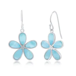 Classic Jewelry Sterling Silver Daisy Flower Larimar Earrings