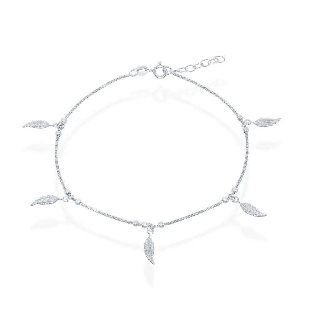 Classic Jewelry Sterling Silver Dangling Leaf's Anklet