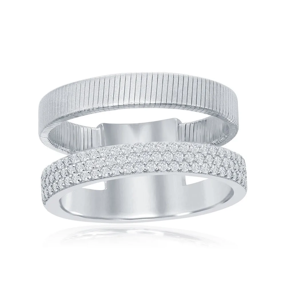 Classic Jewelry Sterling Silver Designer CZ Ring Bonded with Platinum, Size 8