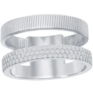 Classic Jewelry Sterling Silver Designer CZ Ring Bonded with Platinum, Size 8