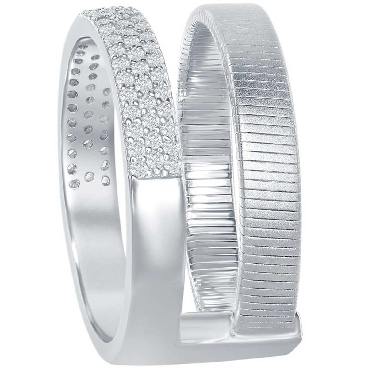 Classic Jewelry Sterling Silver Designer CZ Ring Bonded with Platinum, Size 8