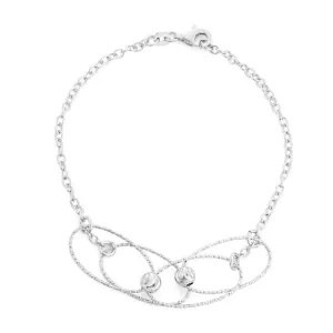 Classic Jewelry Sterling Silver Diamond Cut Beads and Wires Bracelet, 7.5"