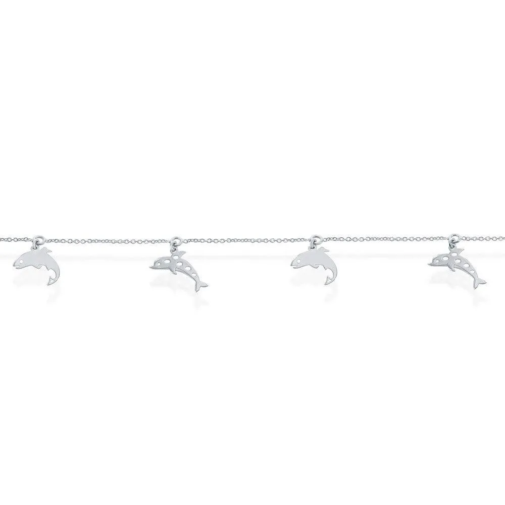 Classic Jewelry Sterling Silver Dolphin Anklet