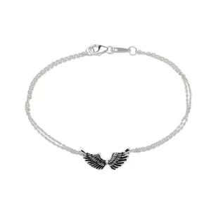 Classic Jewelry Sterling Silver Double Chain Small Wing Bracelet