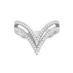 Classic Jewelry Sterling Silver Double Open CZ Triangle Ring - W-1221