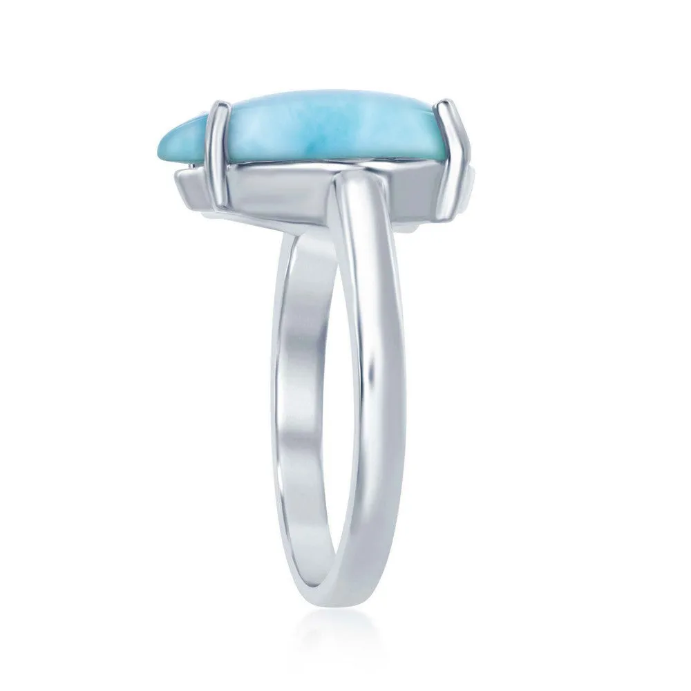 Classic Jewelry Sterling Silver Four-Prong Teardrop Larimar Ring, Size 9