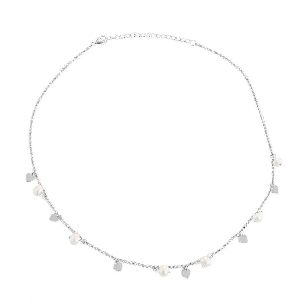 Classic Jewelry Sterling Silver FWP and Shiny Hearts Necklace