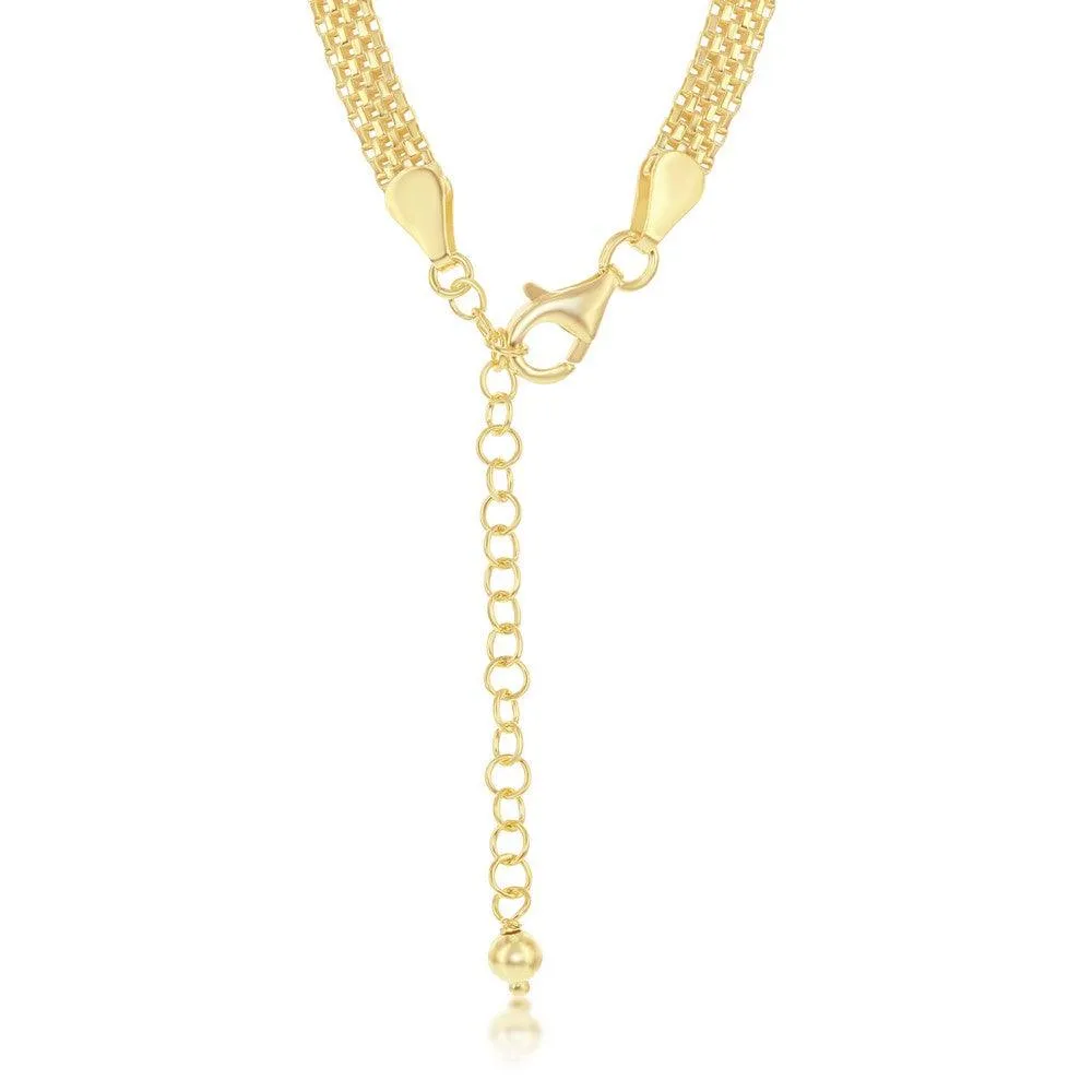 Classic Jewelry Sterling Silver Gold Plated 5mm Flat Mesh Chain