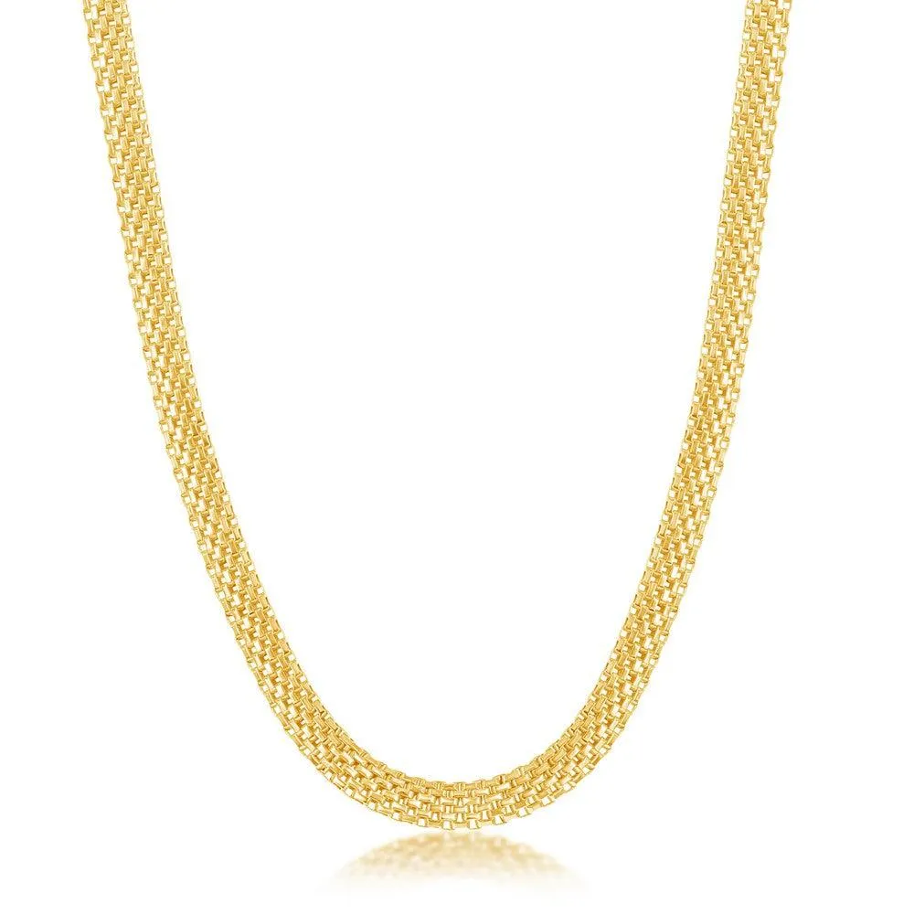 Classic Jewelry Sterling Silver Gold Plated 5mm Flat Mesh Chain