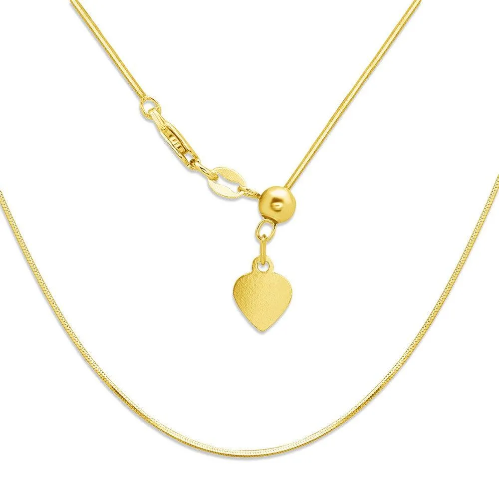 Classic Jewelry Sterling Silver Gold Plated Adjustable Square Snake Chain