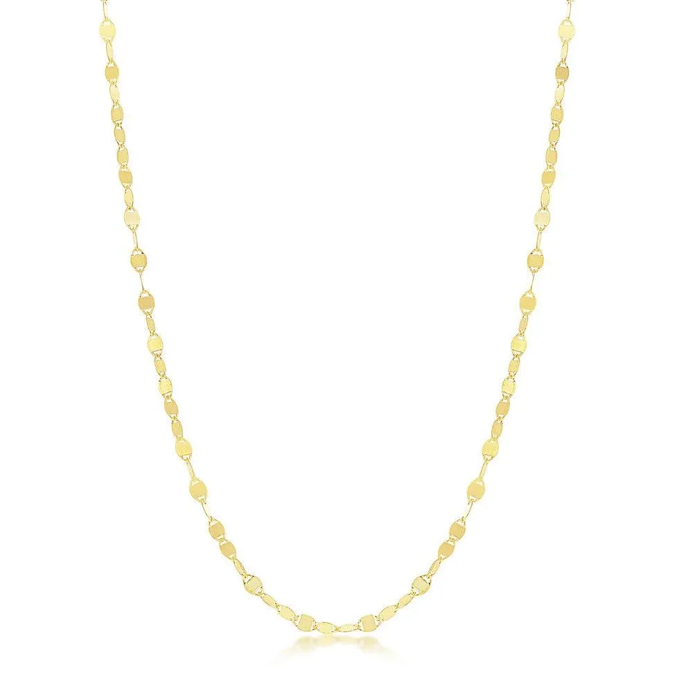 Classic Jewelry Sterling Silver Gold Plated Flat Mirror Oval Chain, 16"