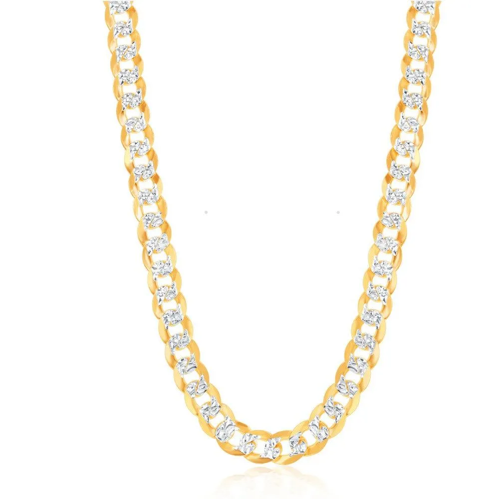 Classic Jewelry Sterling Silver GP 7.3mm Flat Pave Cuban Chain, 20"