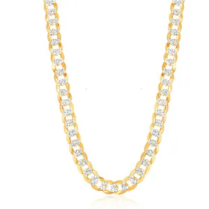 Classic Jewelry Sterling Silver GP 7.3mm Flat Pave Cuban Chain, 20"
