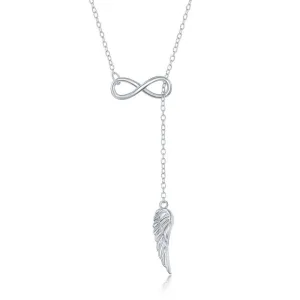 Classic Jewelry Sterling Silver Hanging Angel Wing Bolo Necklace