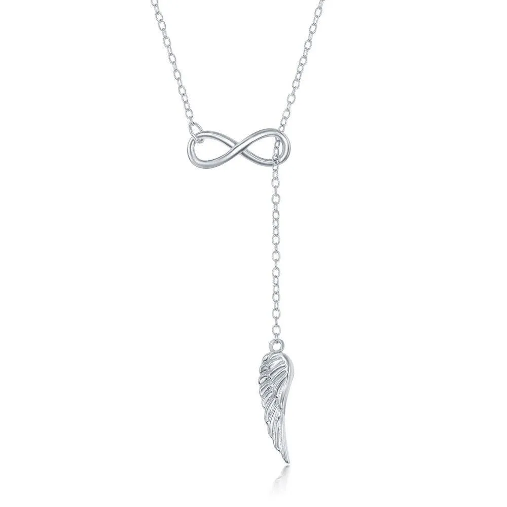 Classic Jewelry Sterling Silver Hanging Angel Wing Bolo Necklace